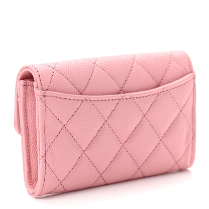 Chanel Caviar Quilted Flap Card Holder Wallet Light Pink 3 of 8