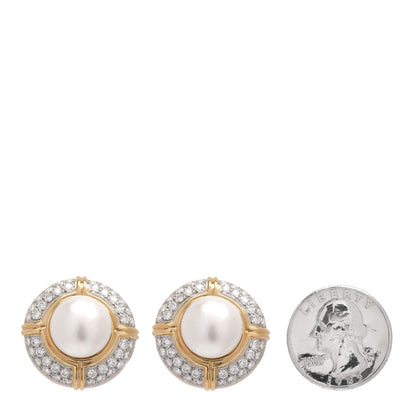 Tiffany 18K Yellow Gold Diamond Mabe Pearl Clip-On Earrings 2 of 4