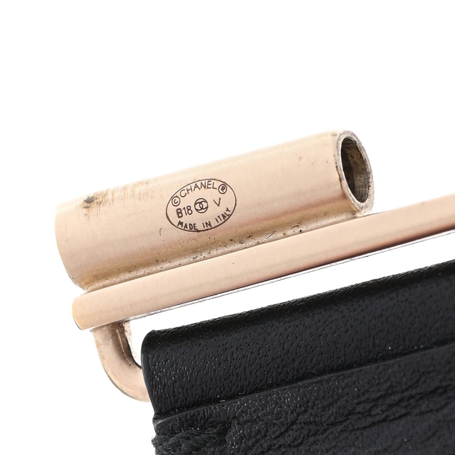 Chanel Calfskin CC Wide Cuff S Black Gold 4 of 6