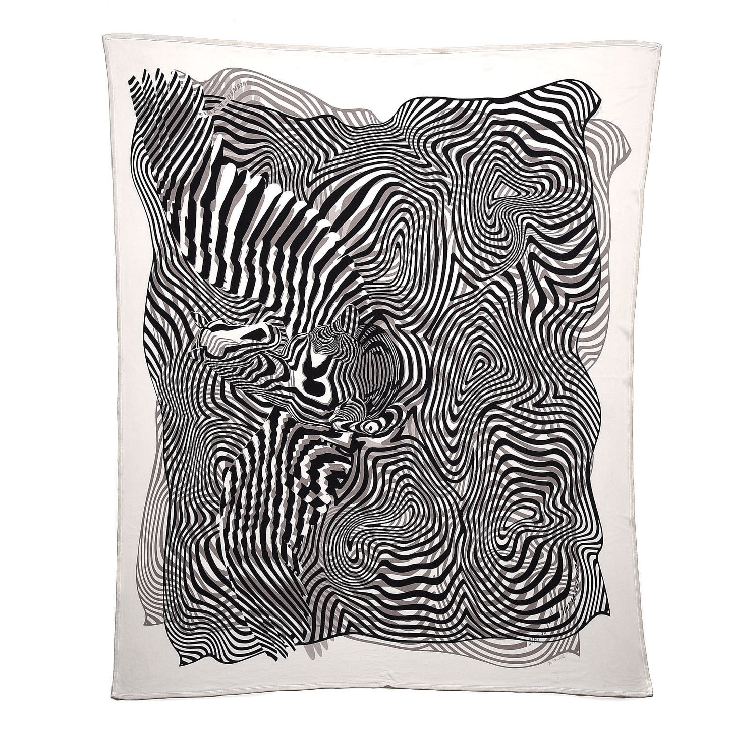 Silk Jersey Onde De Chic Scarf 90 Blanc Noir Sepia