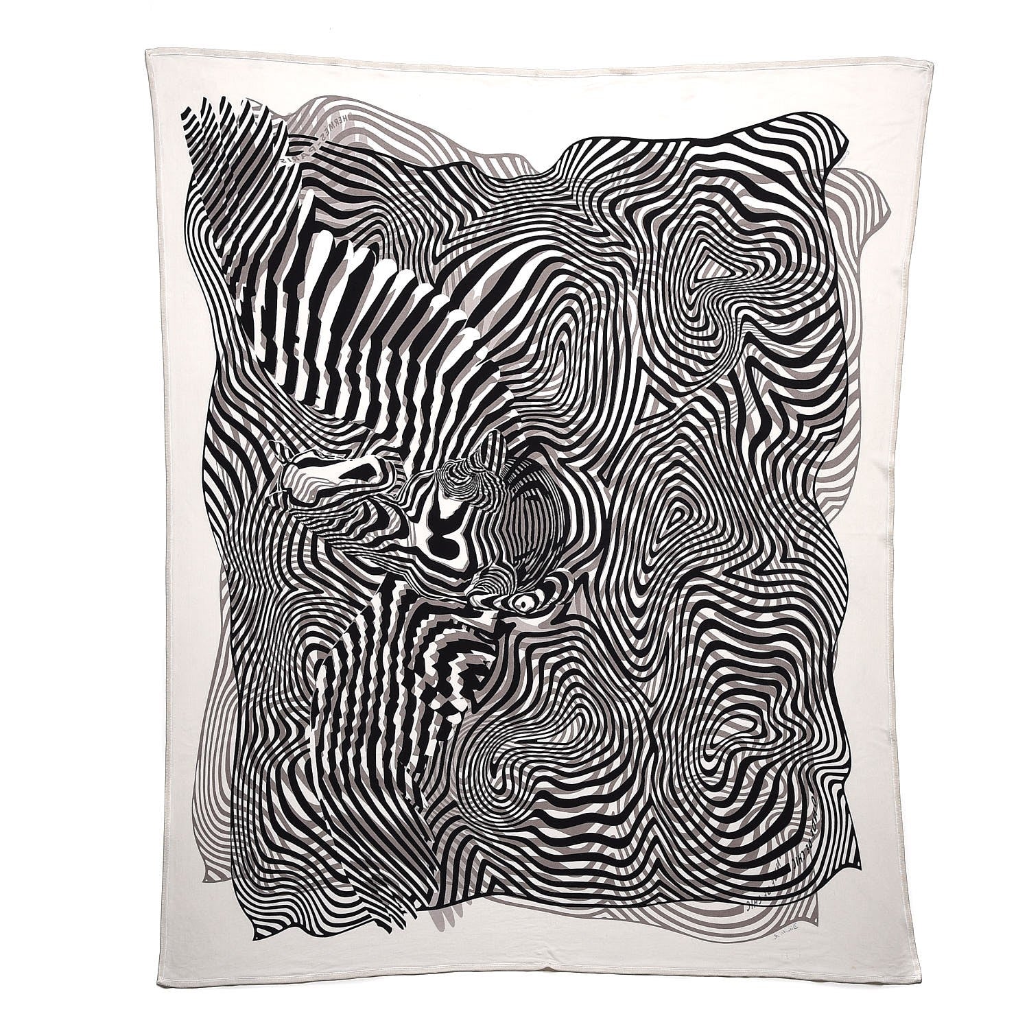 Hermes Silk Jersey Onde De Chic Scarf 90 Blanc Noir Sepia 8 of 8