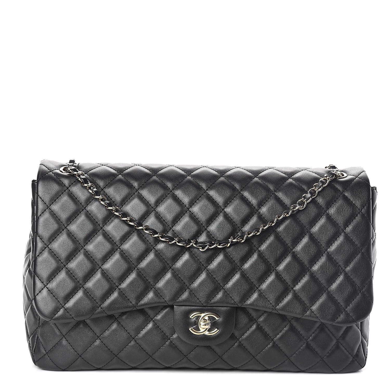 Chanel Metallized Calfskin Quilted Small XXL Travel Flap Bag Black 1 of 10