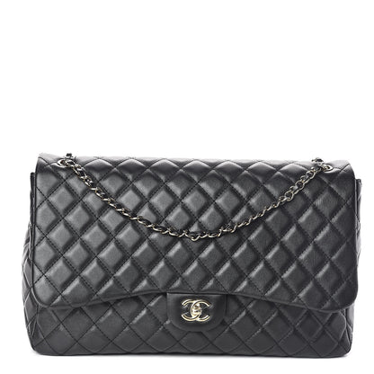 Chanel Metallized Calfskin Quilted Small XXL Travel Flap Bag Black 1 of 10