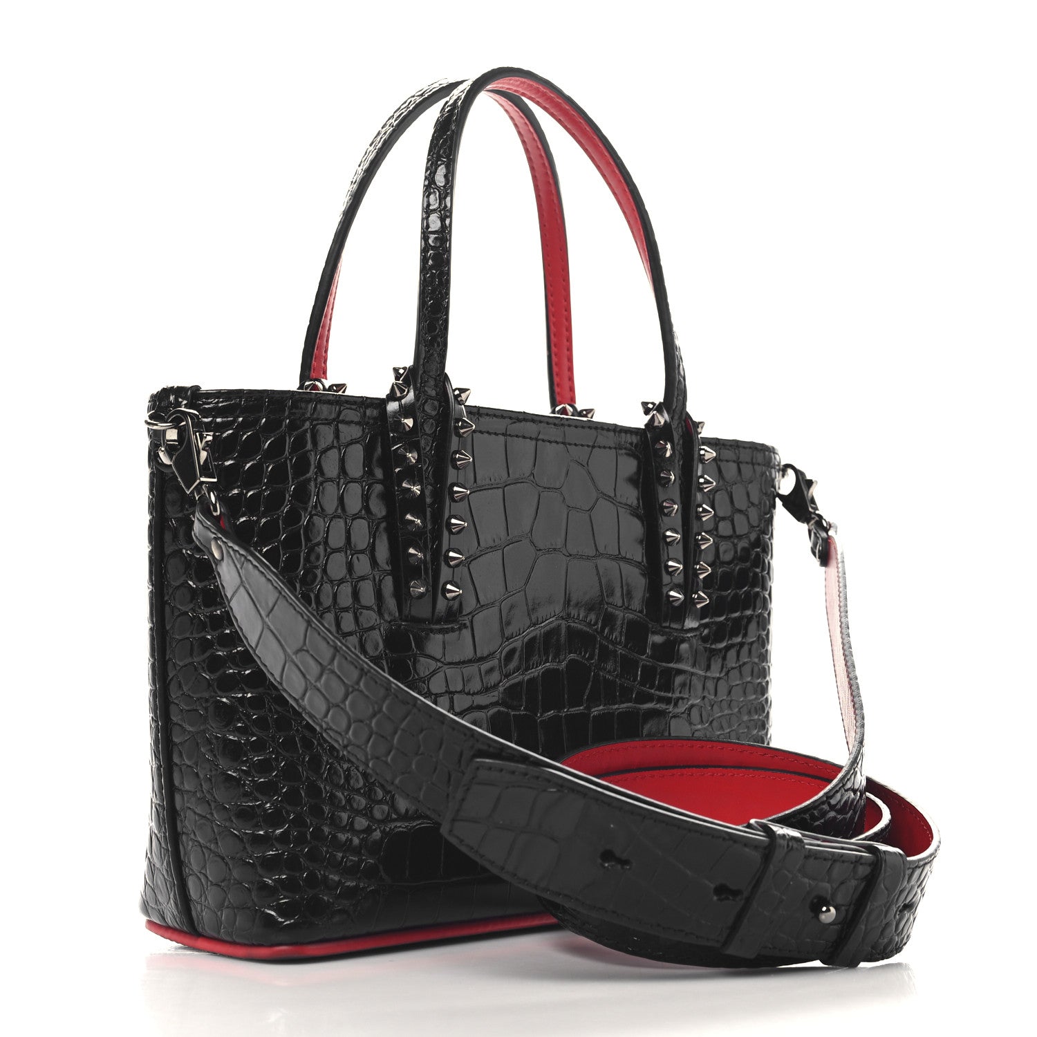 Christian Louboutin Calfskin Crocodile Embossed Mini East West