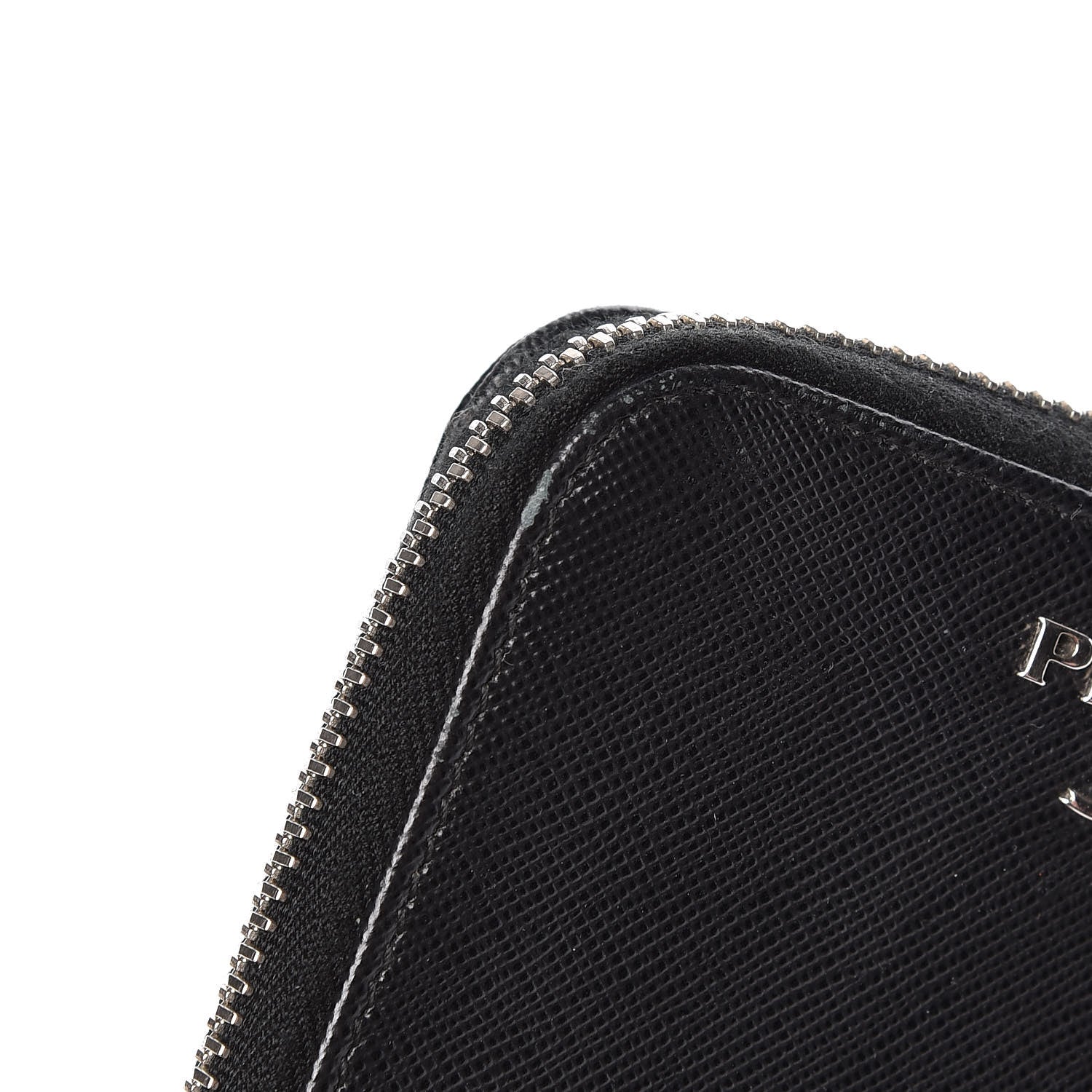 Prada Saffiano Metal Compact Zip Around Wallet Black 8 of 12