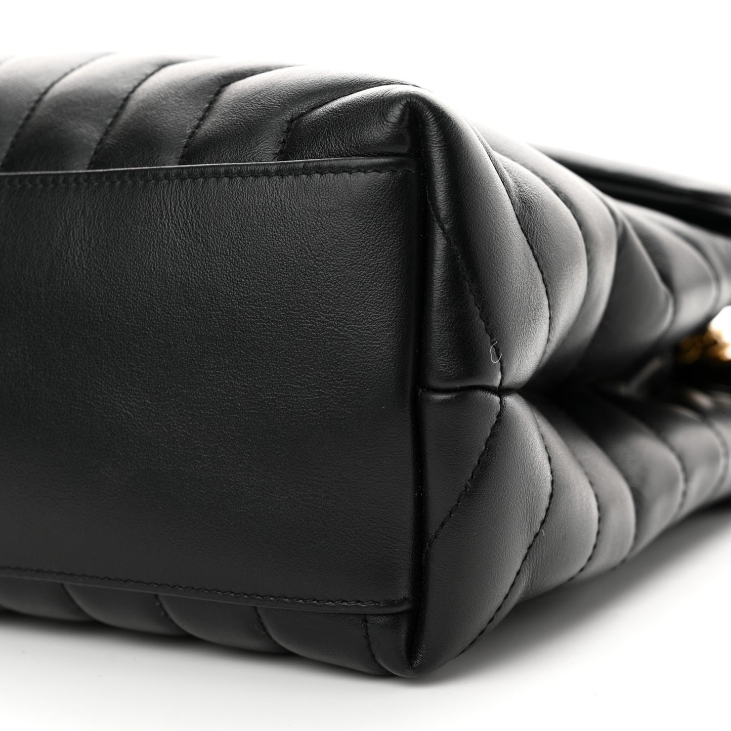 Calfskin Y Quilted Monogram Medium Loulou Chain Satchel Black