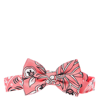 Hermes Silk Peuple Du Vent Bandana Twill Bow Tie Rose Malabar Black White 1 of 6