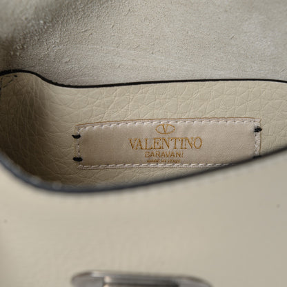 Valentino Garavani Grained Calfskin Small Guitar Strap Rockstud Rolling Shoulder Flap Bag Light Ivory 7 of 7