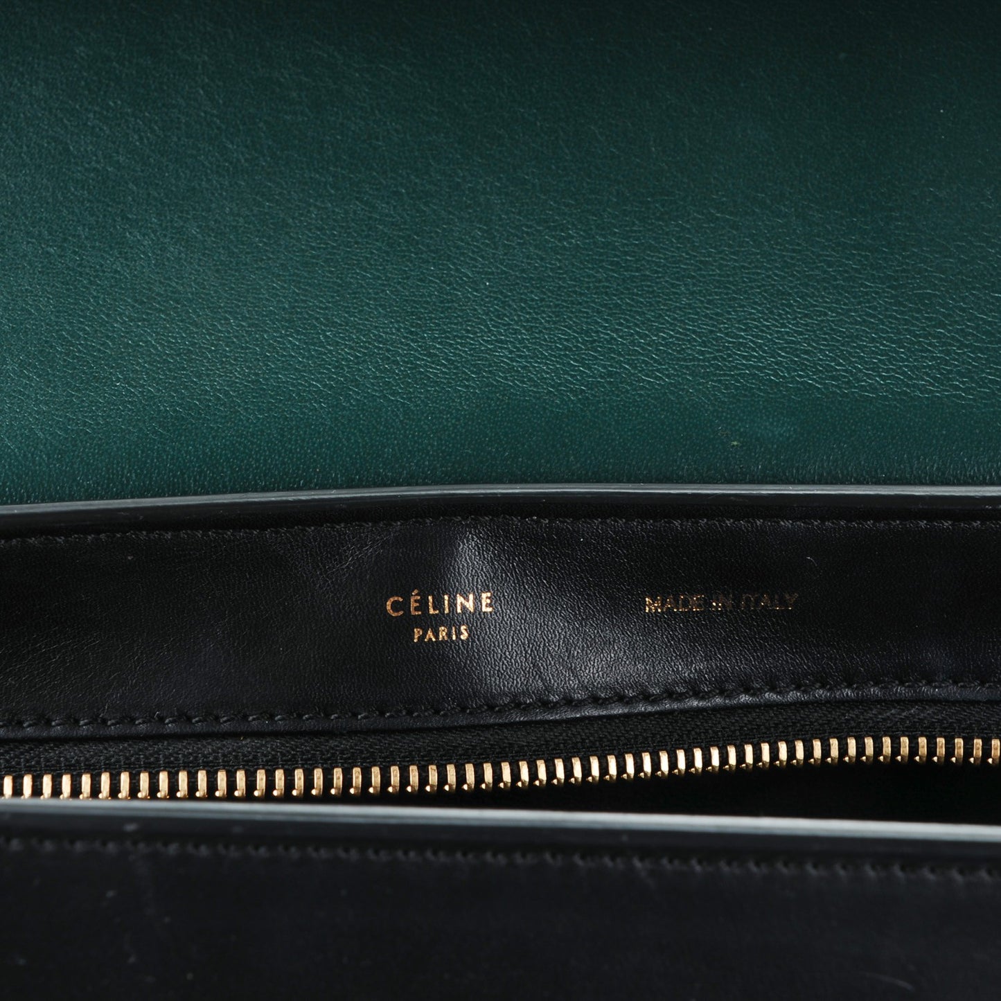 Smooth Calfskin Medium Bi-Color Trapeze Bottle Green