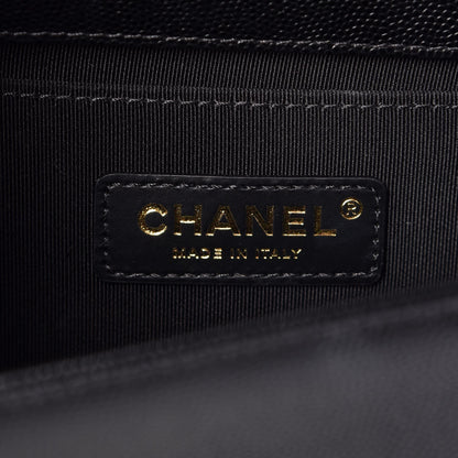 Chanel Caviar Chevron Quilted Medium Boy Flap Black 6 of 8