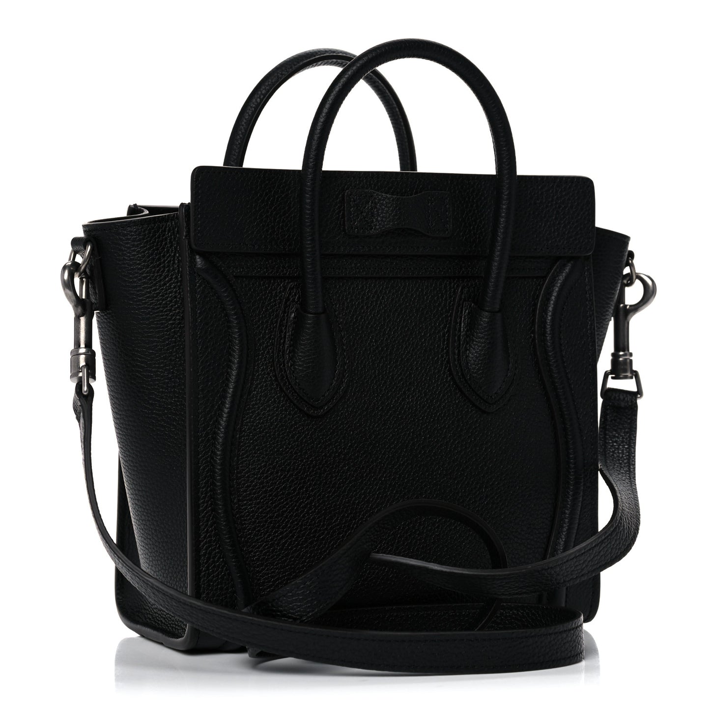 Drummed Calfskin Nano Luggage Black