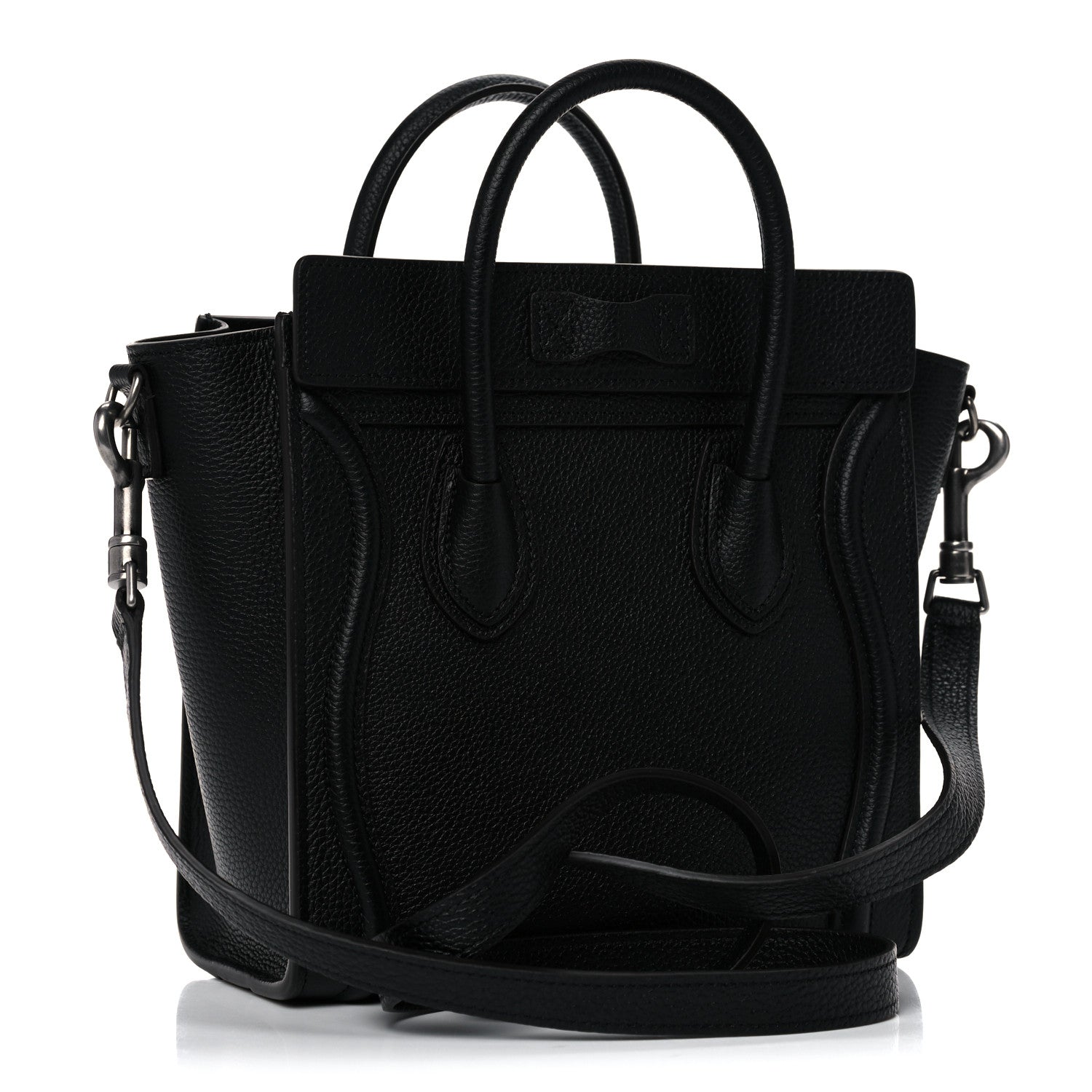 Celine Drummed Calfskin Nano Luggage Black 3 of 10