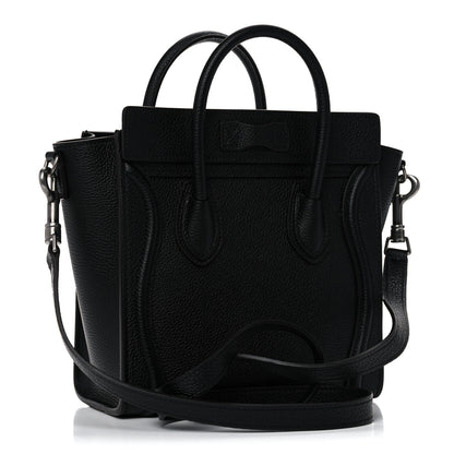 Celine Drummed Calfskin Nano Luggage Black 3 of 10