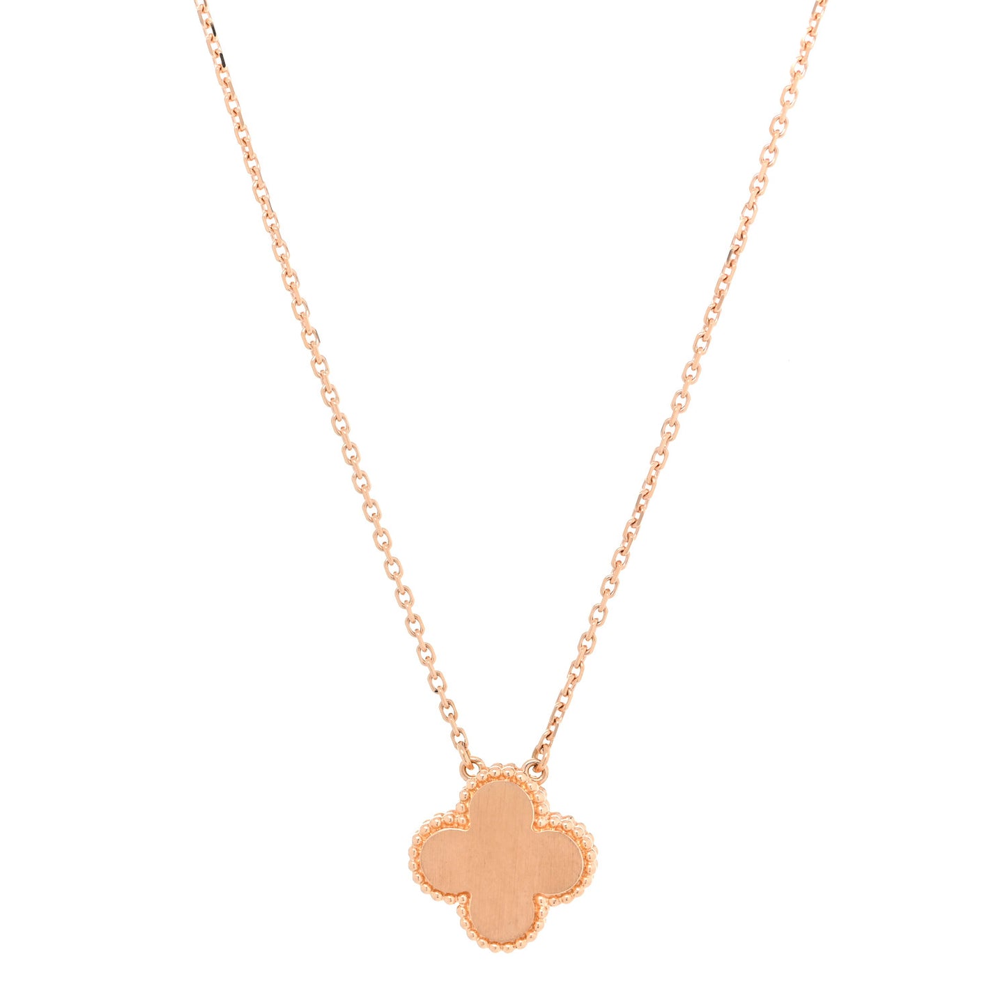 18K Rose Gold Diamond Mother of Pearl Vintage Alhambra Pendant Necklace