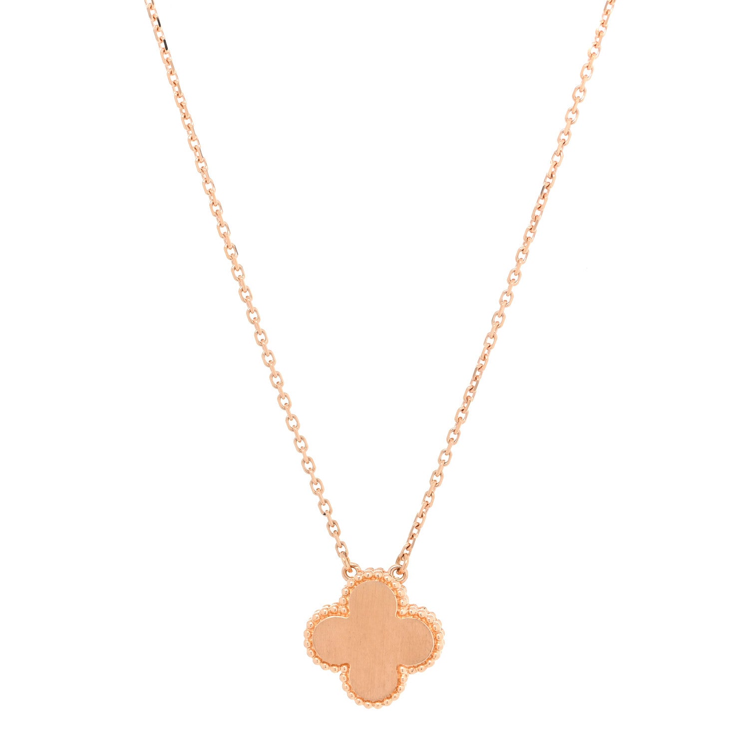Van Cleef & Arpels 18K Rose Gold Diamond Mother of Pearl Vintage Alhambra Pendant Necklace 3 of 5