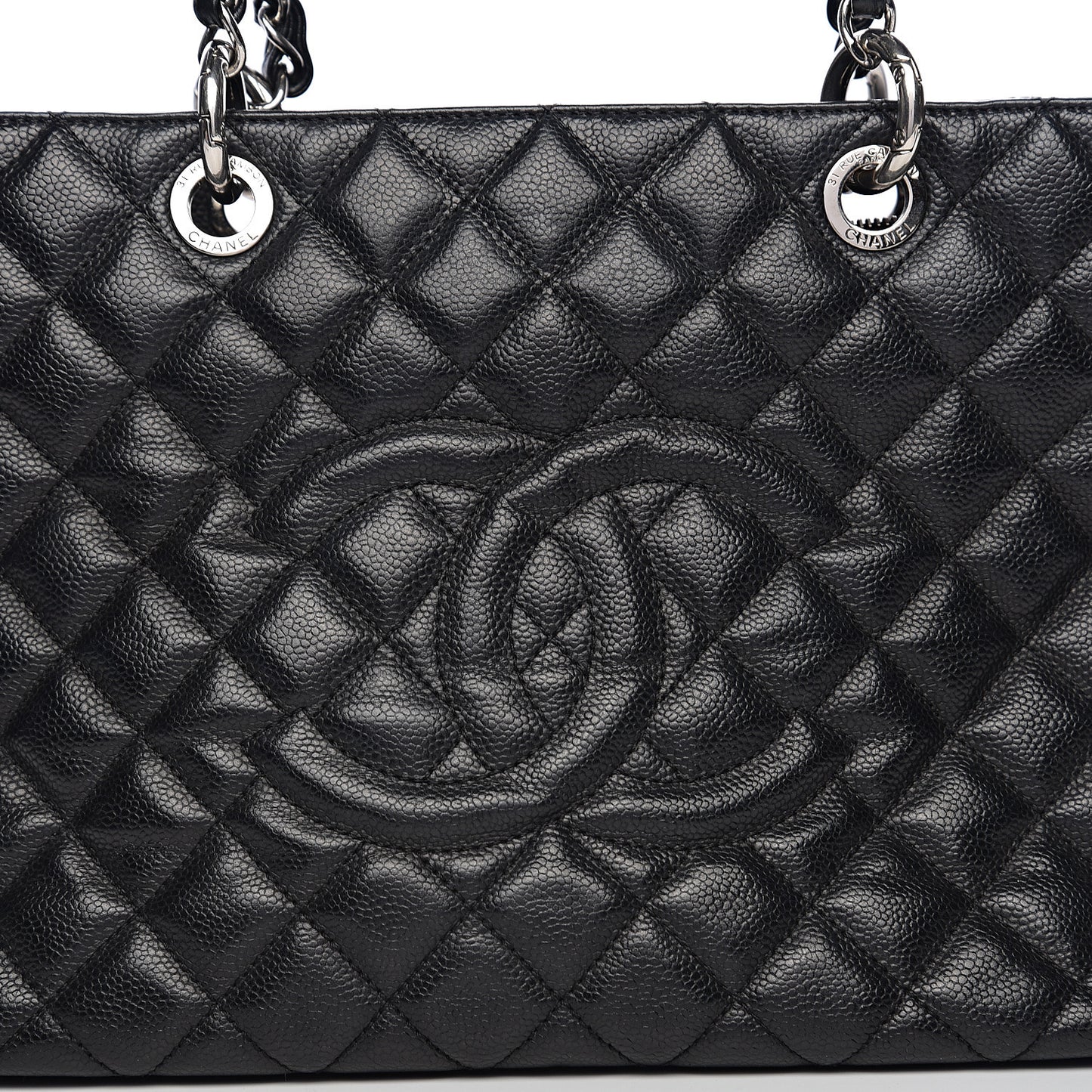 Caviar Quilted Grand Shopping Tote GST Black