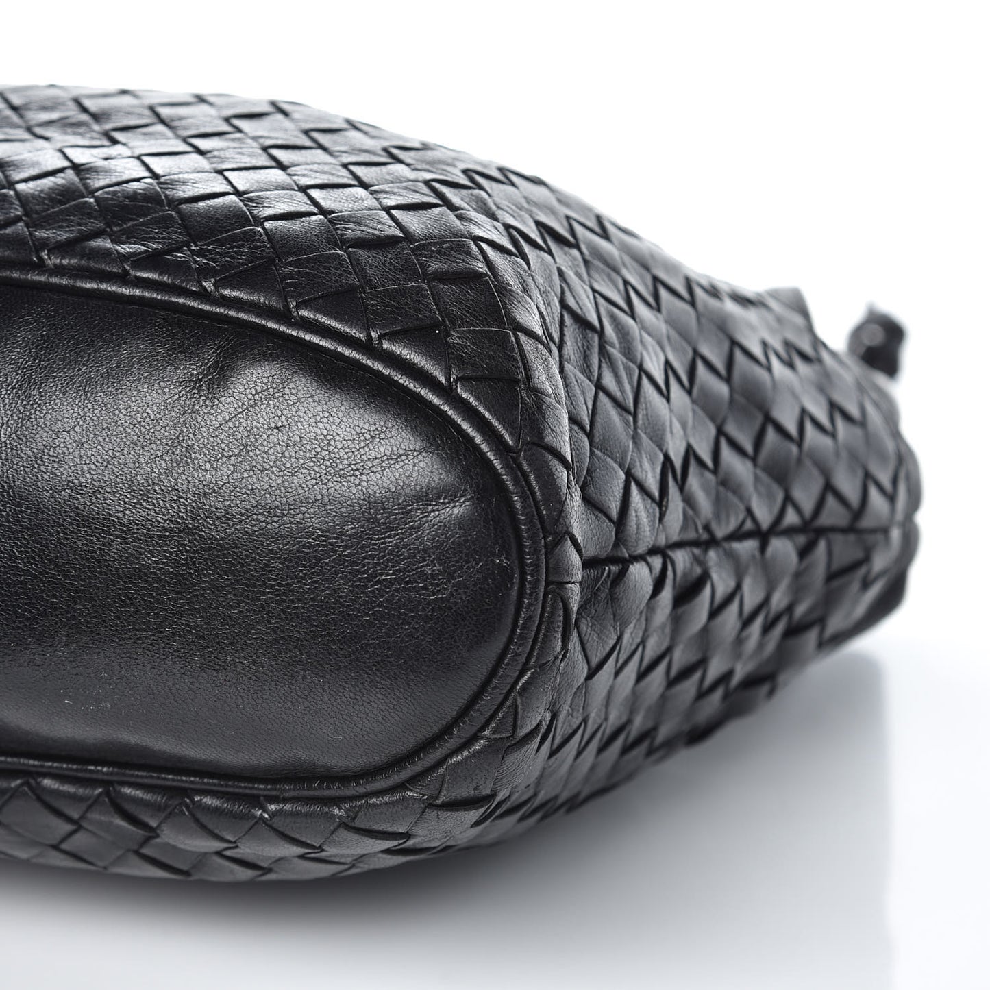 Nappa Intrecciato Drawstring Bucket Bag Black