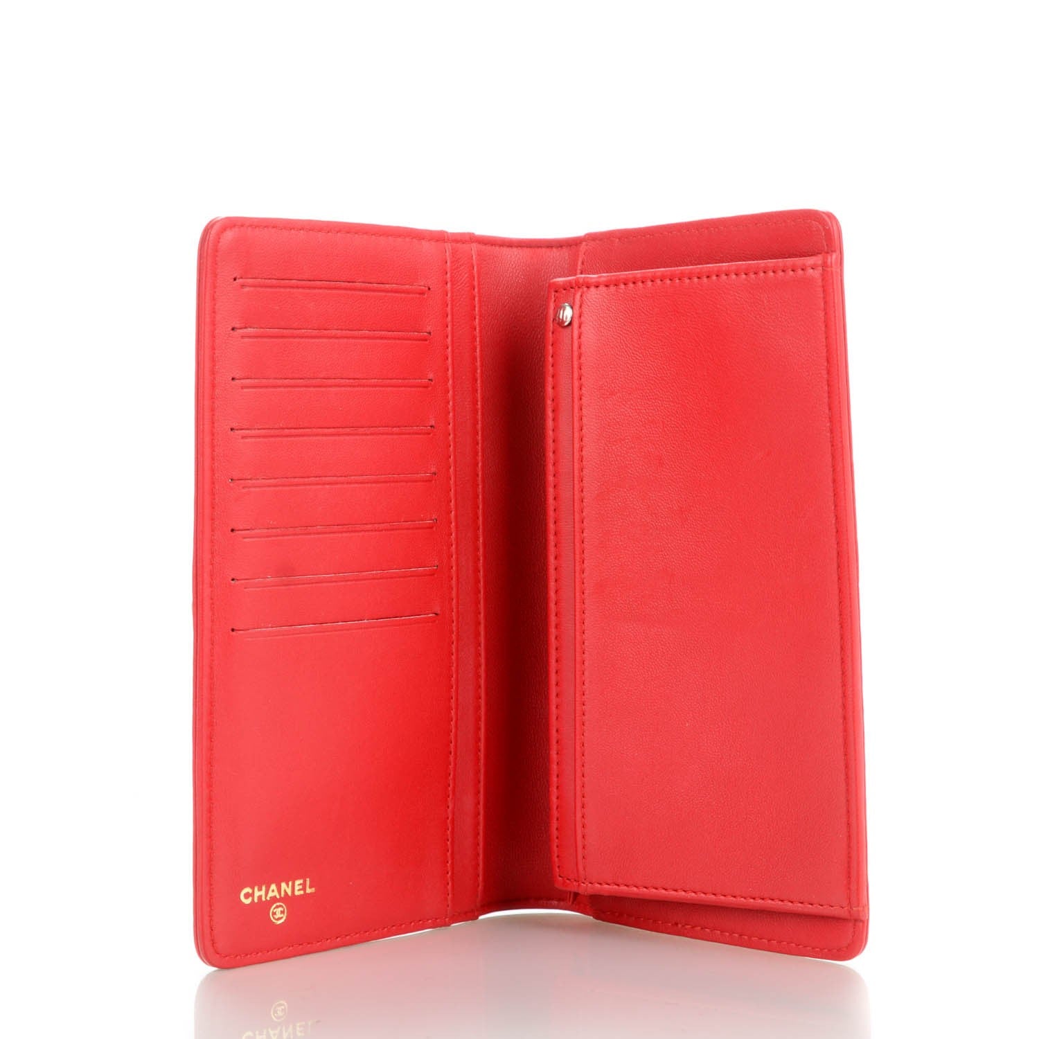 Chanel Lambskin Quilted Boy Yen Wallet Red 5 of 7