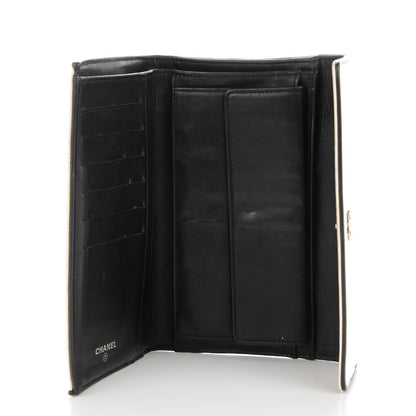 Chanel Calfskin Diamond Stitched Long Flap Wallet White 5 of 9