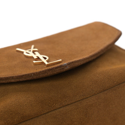 Saint Laurent Suede Monogram Chain Wallet Brown 12 of 13