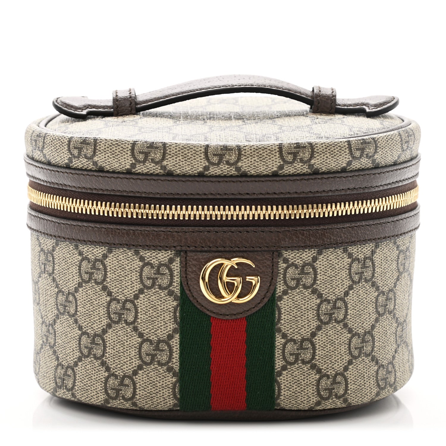 Gucci GG Supreme Monogram Textured Calfskin Web Ophidia Vanity Cosmetic Case Beige Ebony New Acero 1 of 8