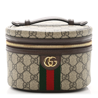 Gucci GG Supreme Monogram Textured Calfskin Web Ophidia Vanity Cosmetic Case Beige Ebony New Acero 1 of 8
