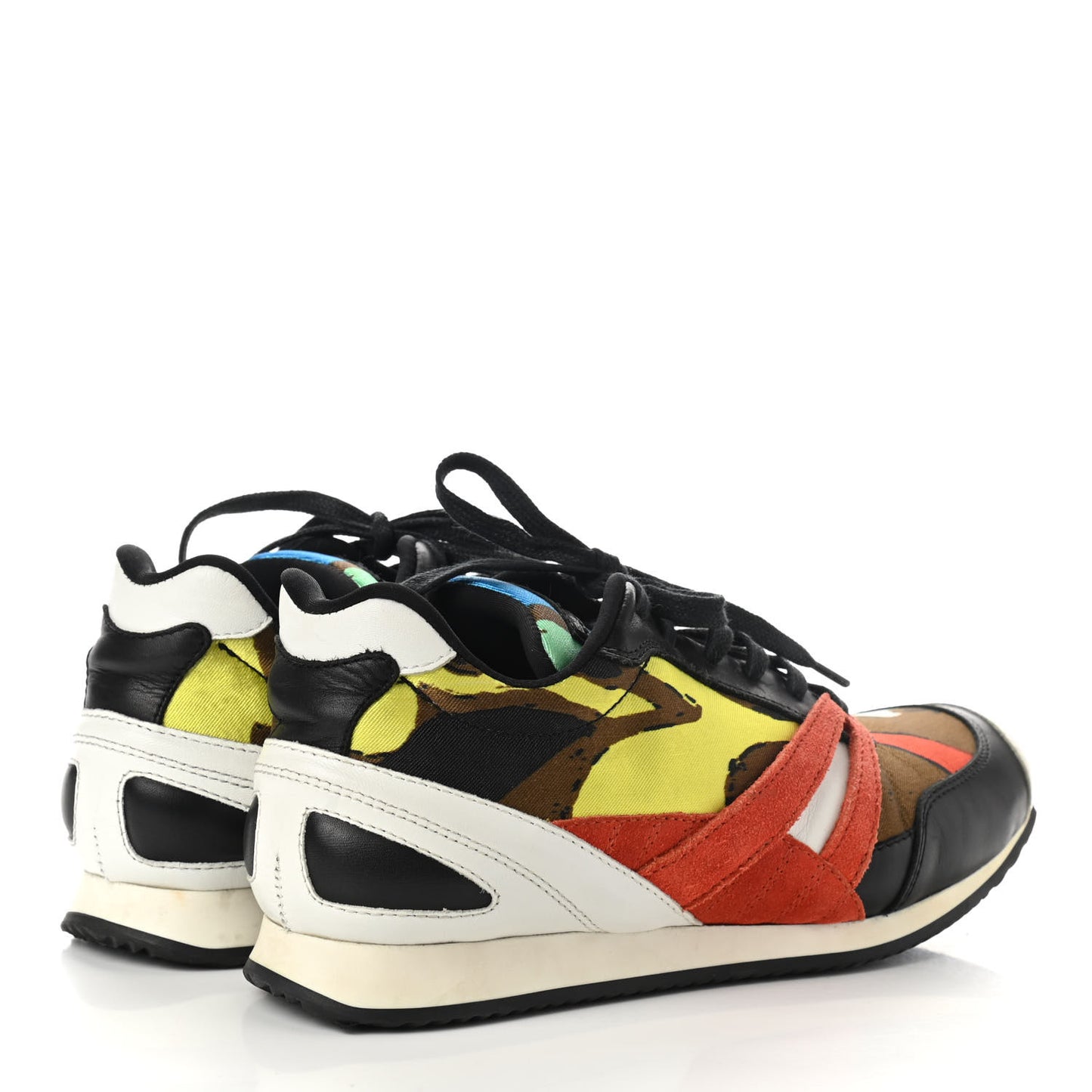 Fabric Suede Calfskin Womens Sneakers 38 Multicolor