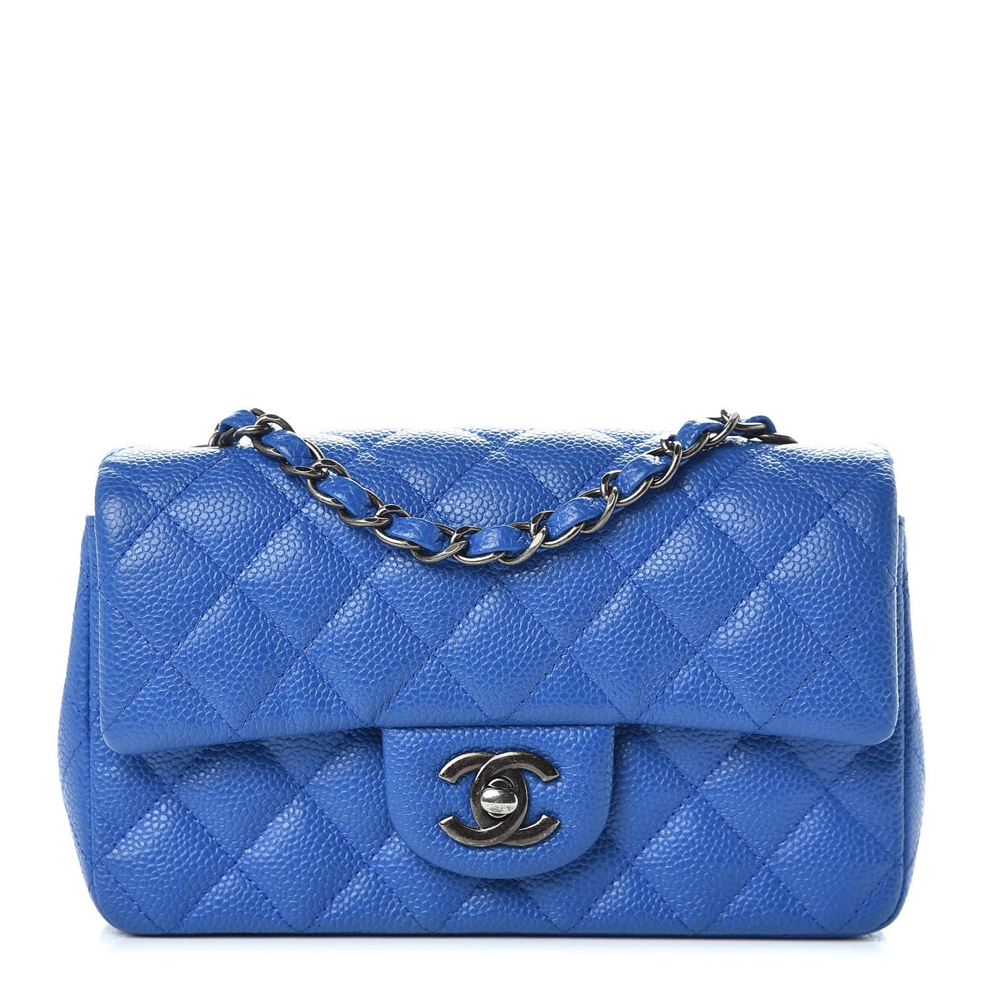 Caviar Quilted Mini Rectangular Flap Blue