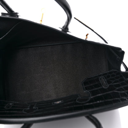 Hermes Shiny Porosus Crocodile Birkin 35 Black 5 of 10