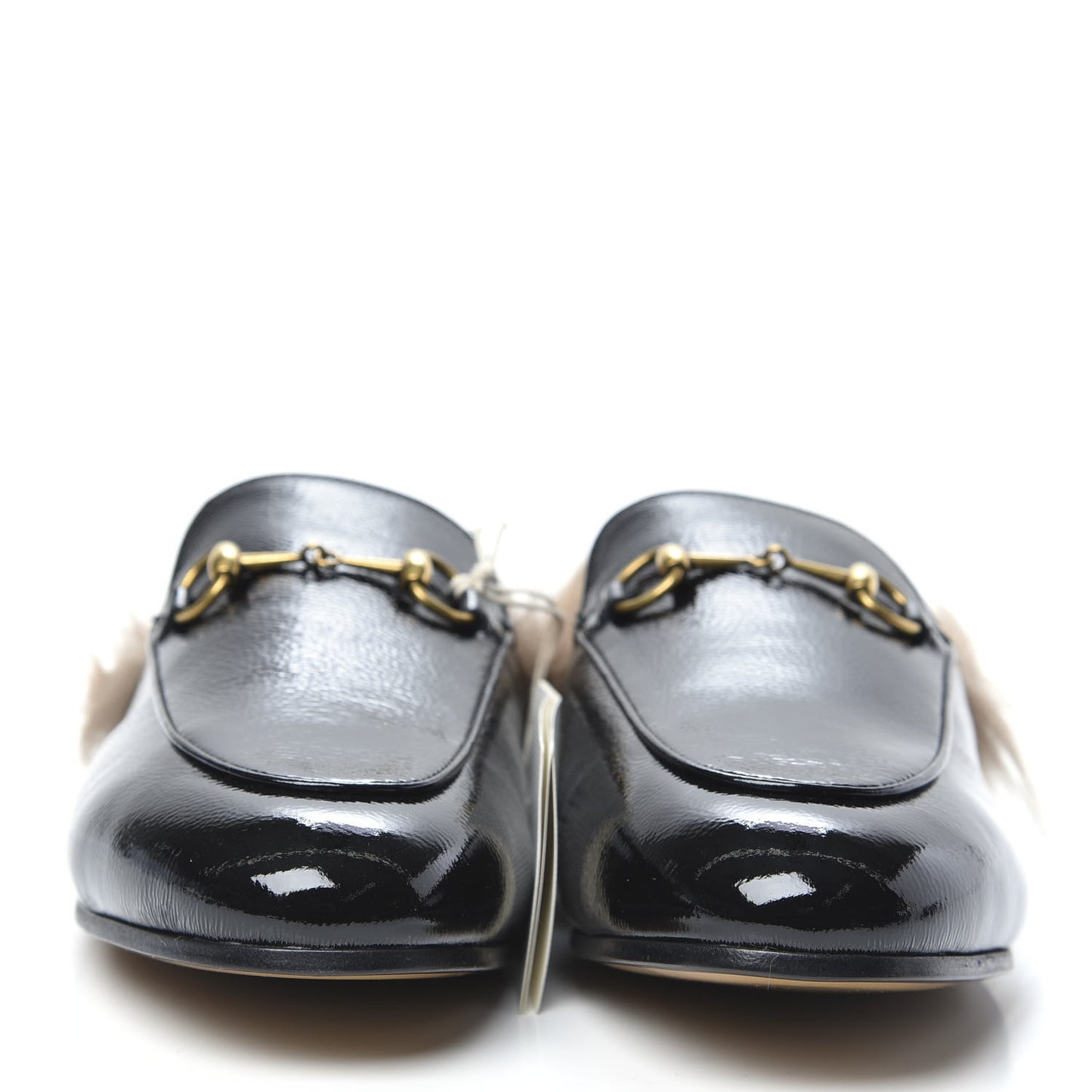 Patent Fur Womens Princetown Slippers 40 Black Natural