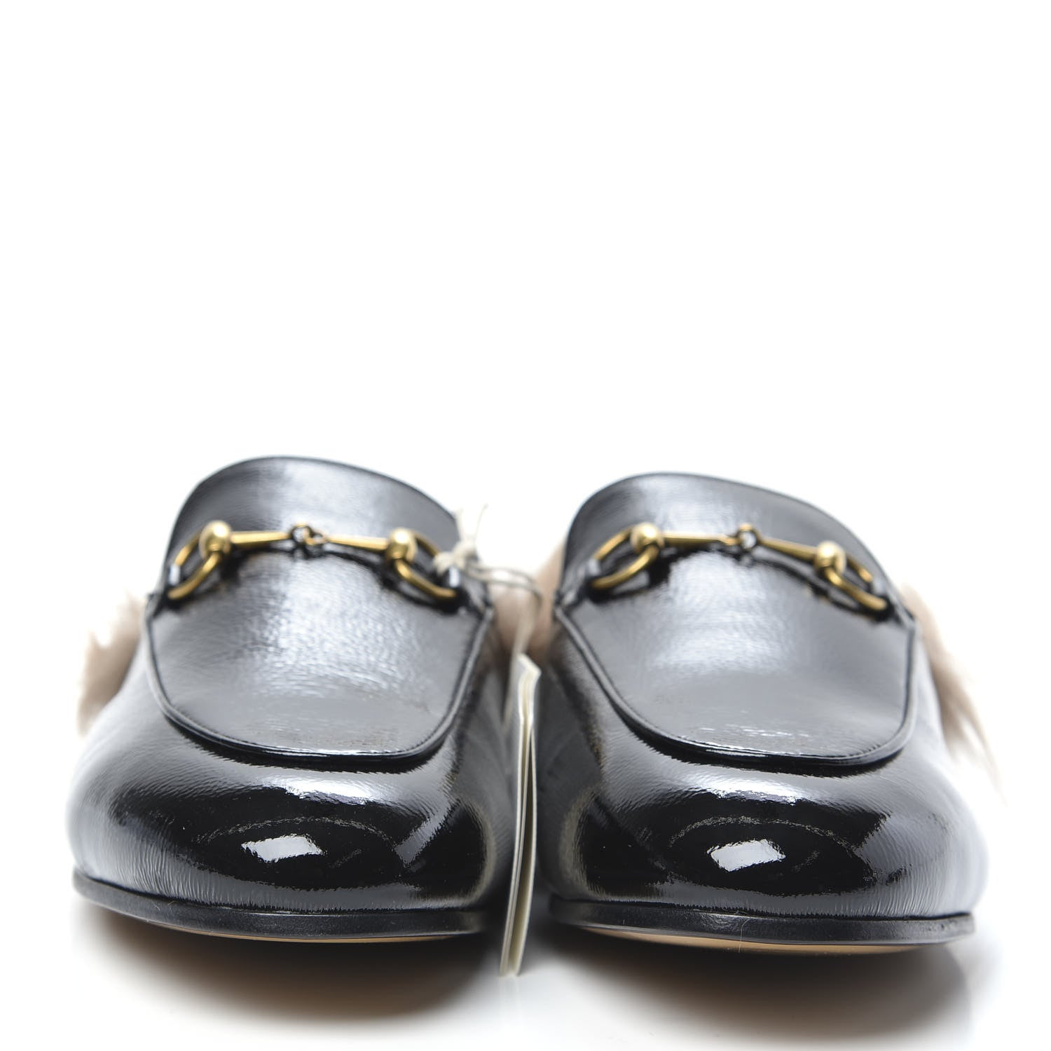 Gucci Patent Fur Womens Princetown Slippers 40 Black Natural 2 of 8