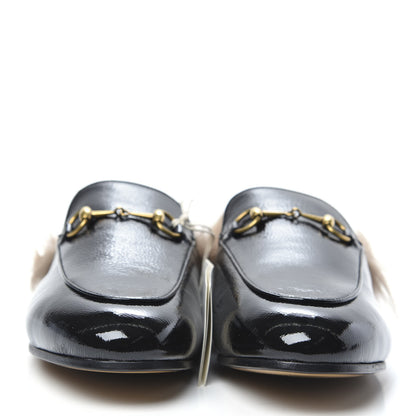 Gucci Patent Fur Womens Princetown Slippers 40 Black Natural 2 of 8