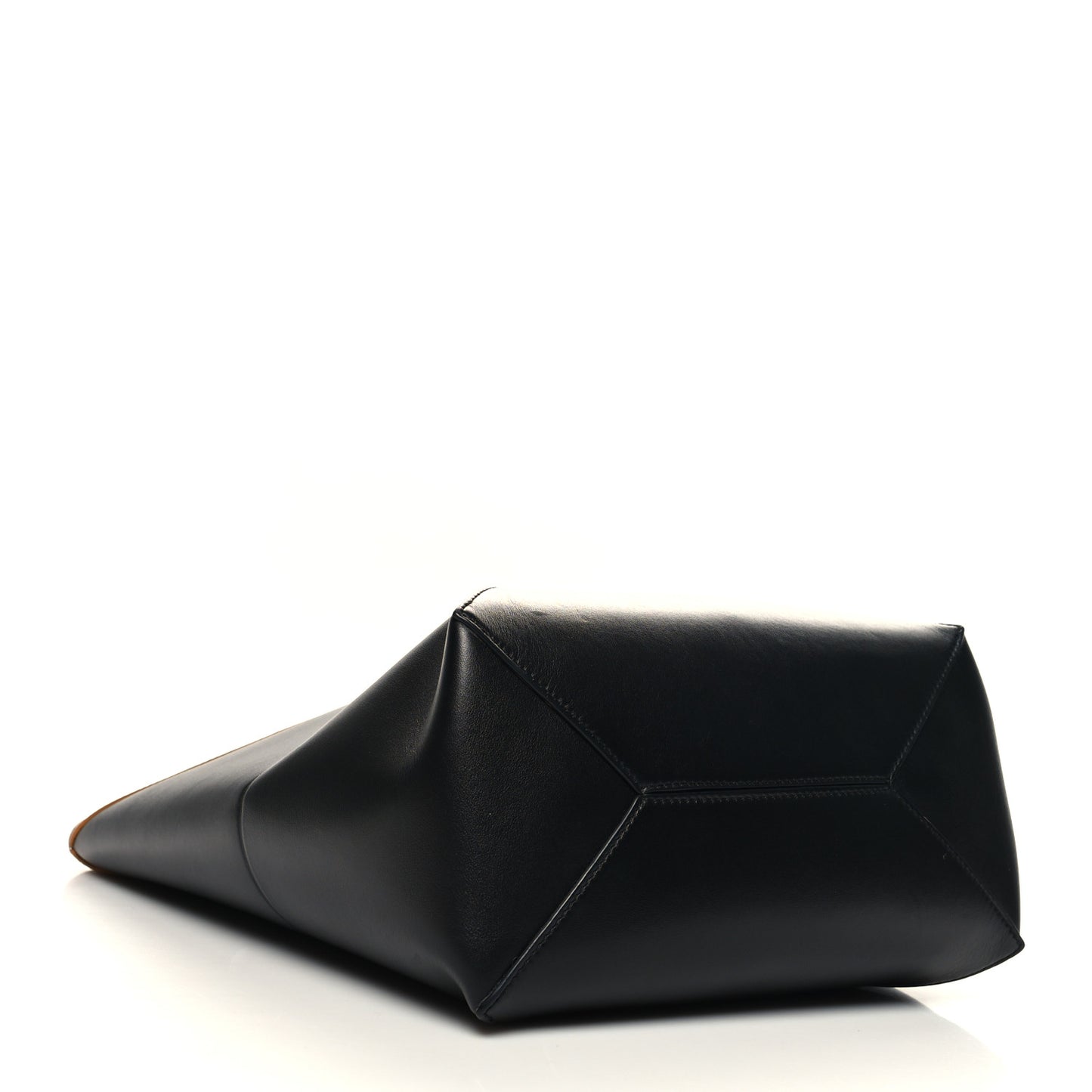 Shiny Calfskin Medium Puzzle Fold Tote Warm Desert Black