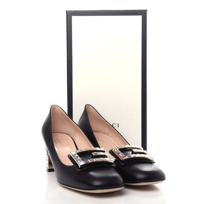 Gucci Malaga Kid Crystal Square G Madelyn Mid Heel Loafer Pumps 40 Black 11 of 11