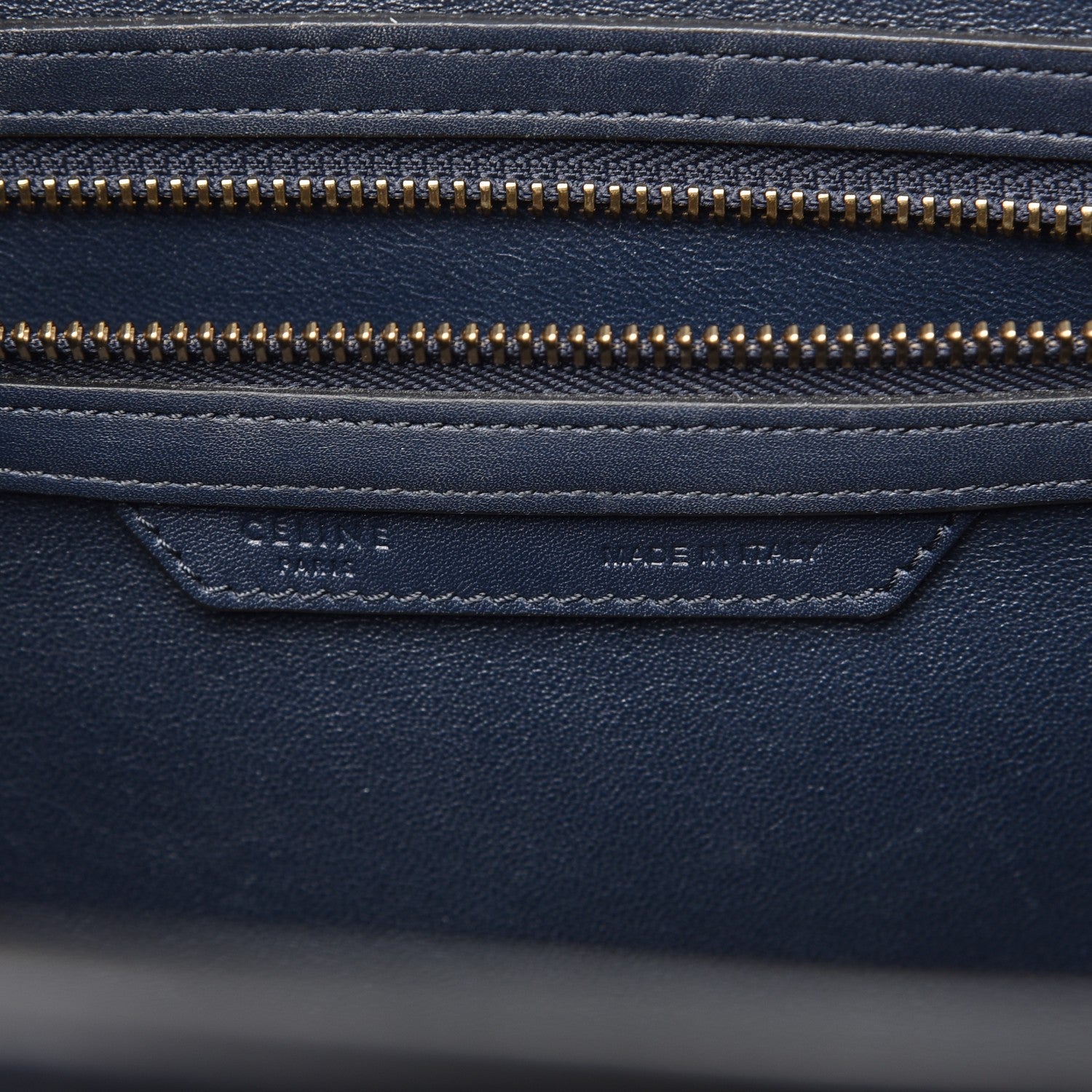 Celine Smooth Calfskin Striped Cotton Canvas Mini Luggage Navy Blue 6 of 15