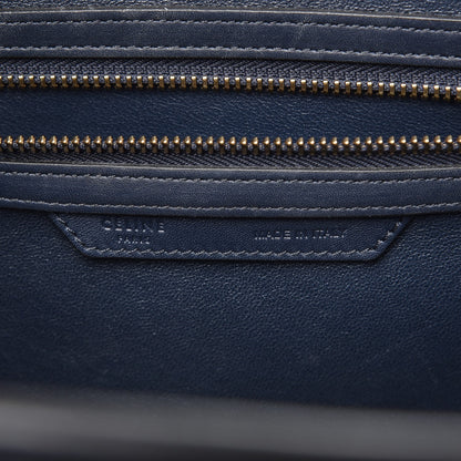 Celine Smooth Calfskin Striped Cotton Canvas Mini Luggage Navy Blue 6 of 15