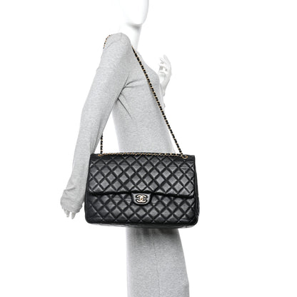 Chanel Grained Calfskin Quilted XXL Travel Flap Bag Black 2 of 10
