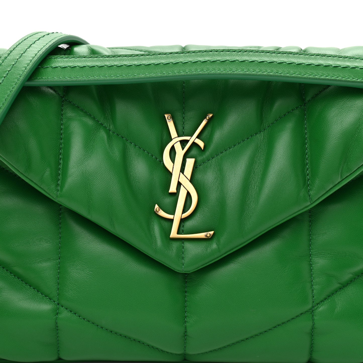 Lambskin Quilted Small Loulou Puffer Monogram Chain Satchel New Vert