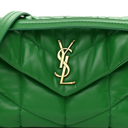 Saint Laurent Lambskin Quilted Small Loulou Puffer Monogram Chain Satchel New Vert 8 of 10