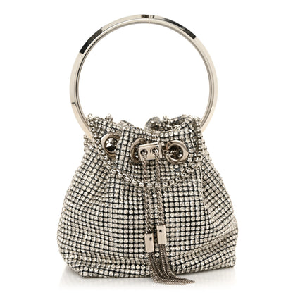 Jimmy Choo Satin Crystal Embellished Micro Bon Bon Bag Silver 1 of 11