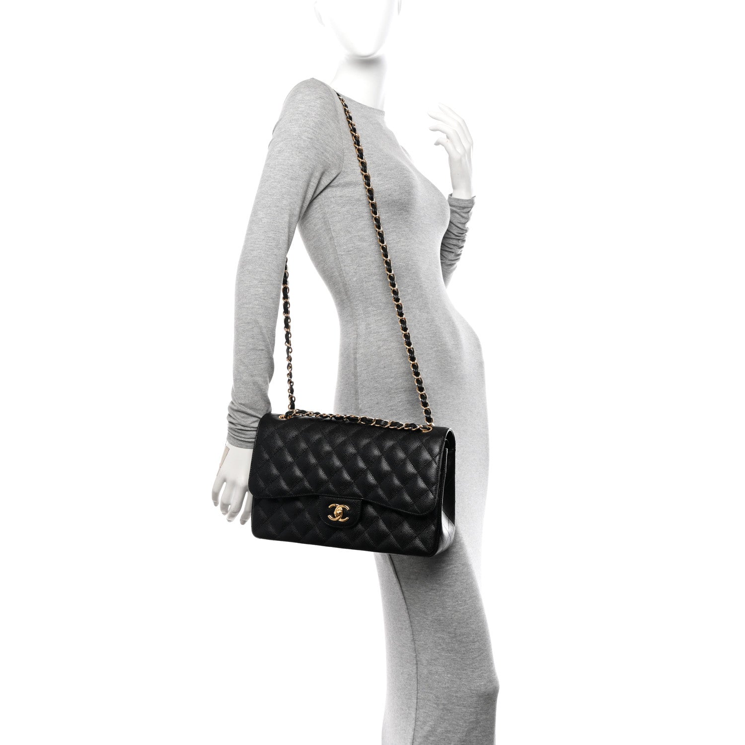 Chanel Caviar Quilted Jumbo Double Flap Black 2 of 11