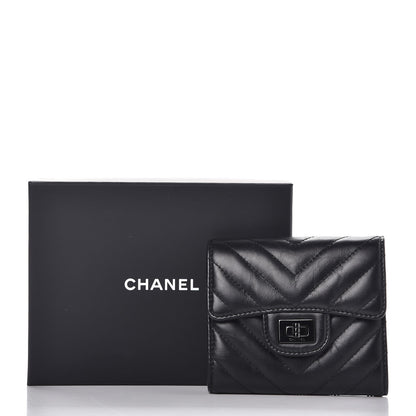 Chanel Aged Calfskin Chevron Quilted Reissue Compact Wallet So Black 9 of 9