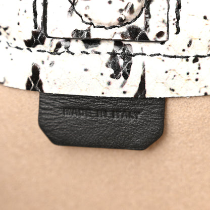 Proenza Schouler Calfskin Snakeskin Embossed Large Ruched Tote Optic White Black 8 of 12