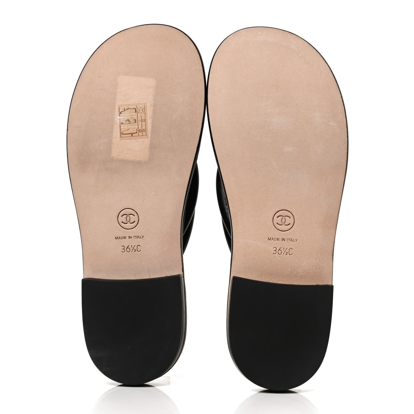 Lambskin Fabric CC Thong Sandals 36.5 Black Dark Navy