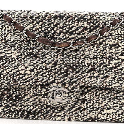 Chanel Tweed Quilted Medium Double Flap White Brown 8 of 12