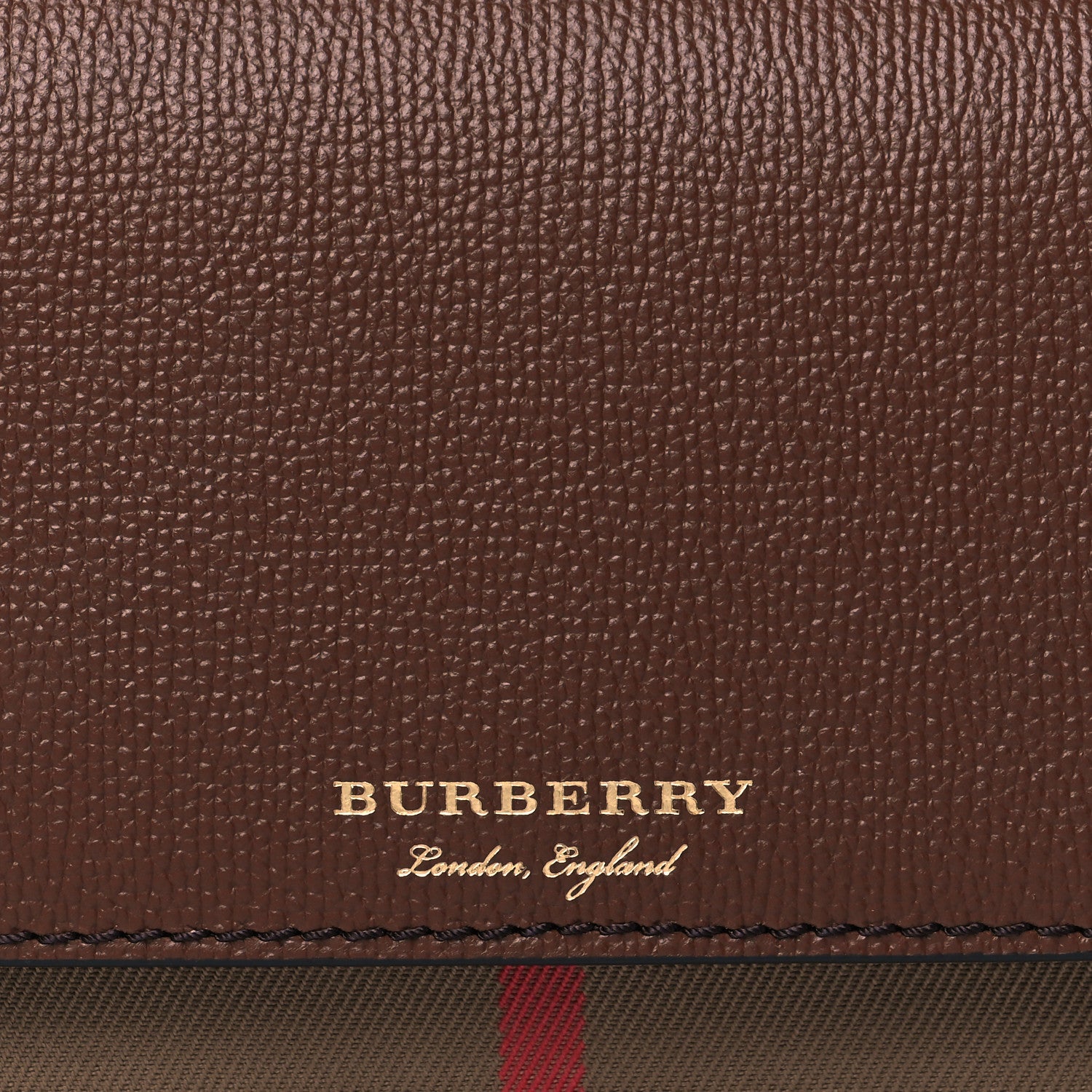 Burberry Grained Calfskin House Check Tartan Mix Hampshire Wallet On Chain Tan 8 of 10