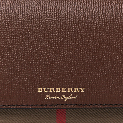 Burberry Grained Calfskin House Check Tartan Mix Hampshire Wallet On Chain Tan 8 of 10
