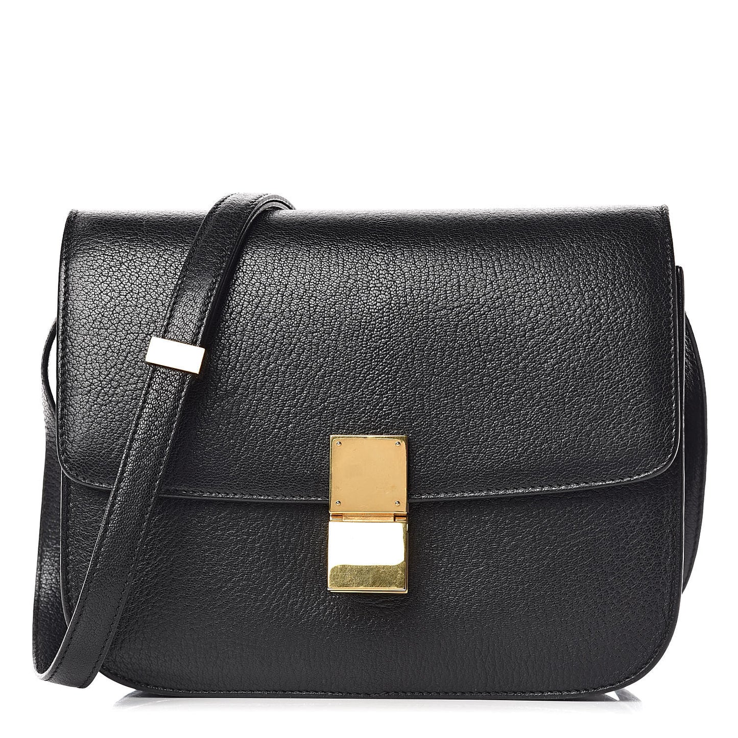 Goatskin Medium Classic Box Flap Bag Black