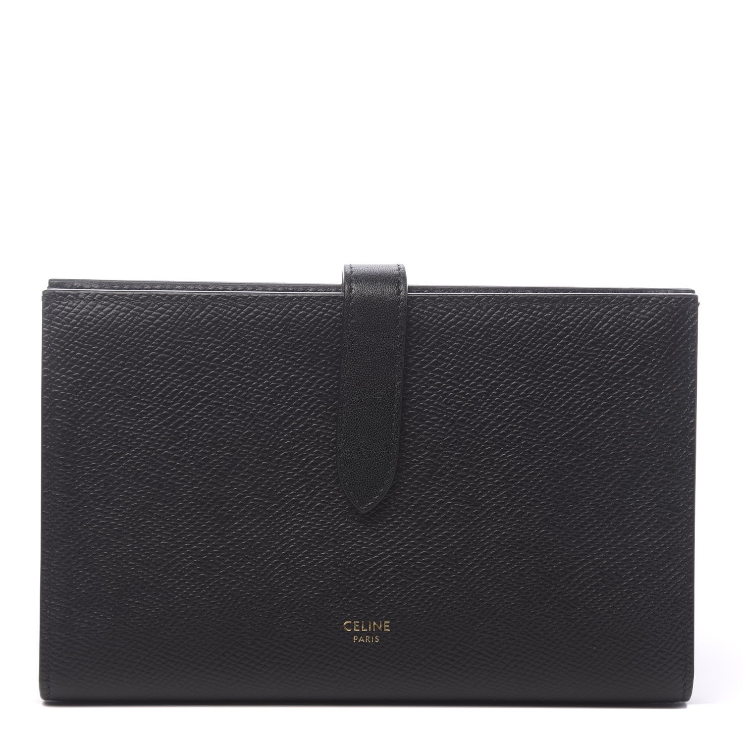 Celine Grained Calfskin Large Multifunction Strap Wallet Black 1 of 8