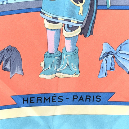 Hermes Silk Kachinas Giant Triangle Scarf Aqua Abricot Turquoise 3 of 4